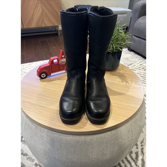 Pajar Women's Black Leather Waterproof Shearling Lined Back Zip Boots Size 7 - Picture 2 of 15